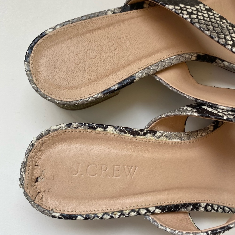 J. Crew Snakeskin Leather Slide Heeled Sandals - Picture 7 of 13